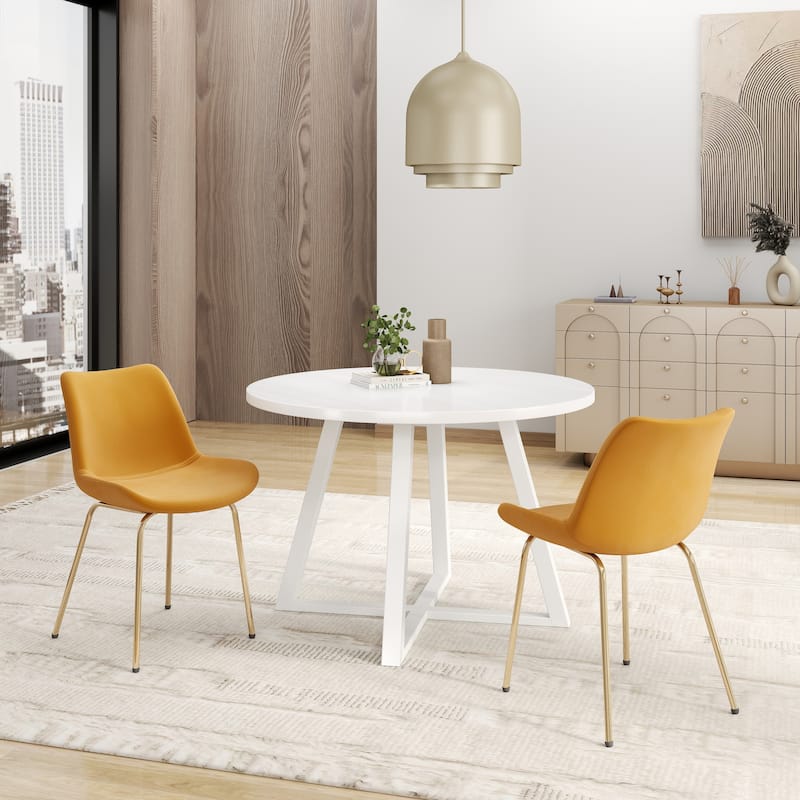 Roundhill Avant 3-Piece Round Dining Set, Trestle Dining Table with 2 Side Chairs