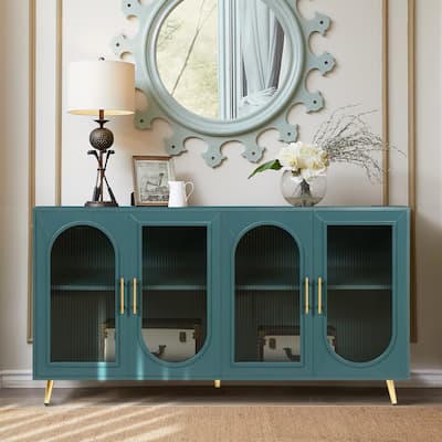 TV Stand with Storage Cabinet & Adjustable Shelves, Media TV Console