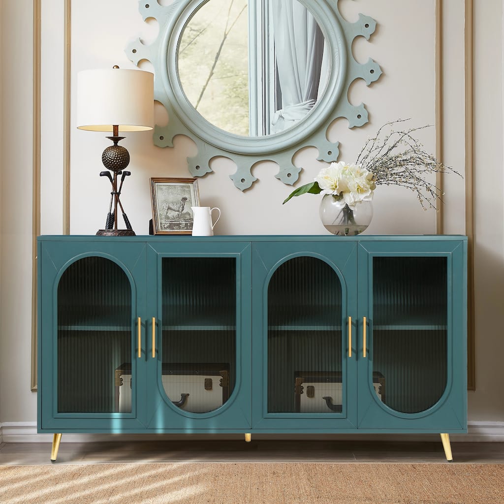 TV Stand with Storage Cabinet & Adjustable Shelves, Media TV Console