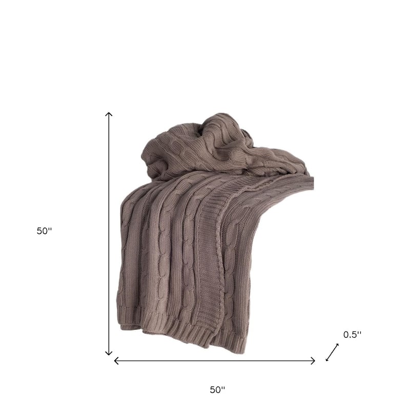 HomeRoots Brown Knitted 100% Cotton Throw Blanket
