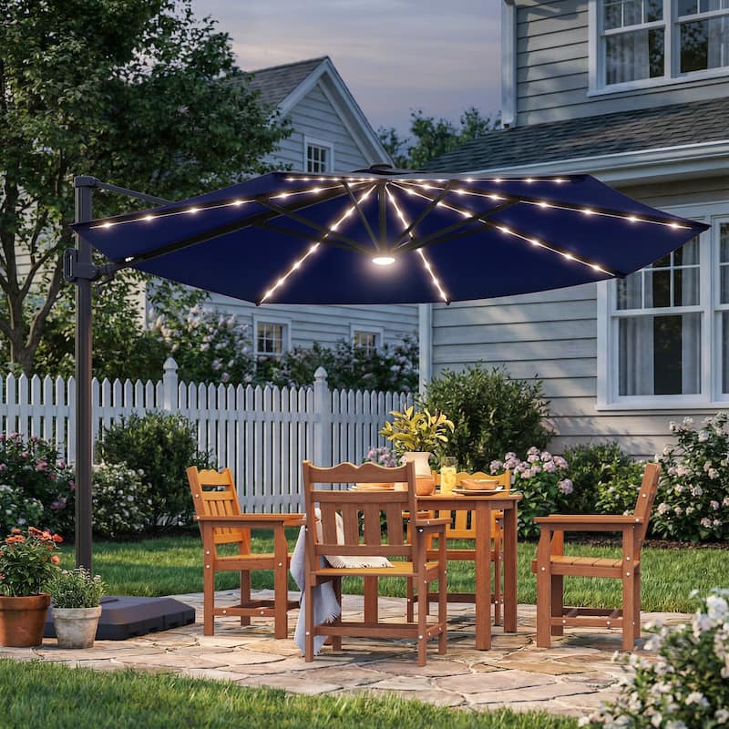 Sonkuki Outdoor 10FT LED Patio umbrella for Garden - Navy Blue