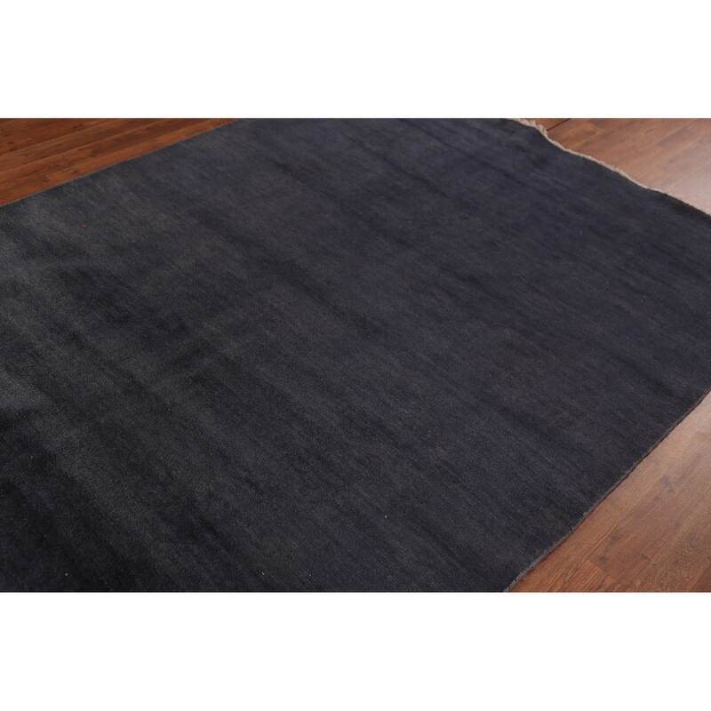 Navy Blue Gabbeh Modern Area Rug Handmade Wool Carpet - 5'6" x 7'10"