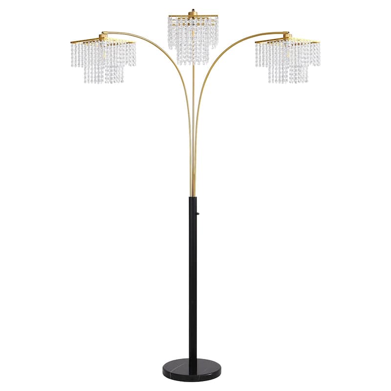 Brio 90" 3-Light Modern Gold Crystal Arc Floor Lamp - 85