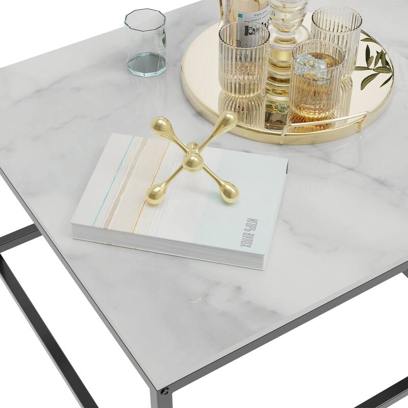 Square Sintered Stone top Nesting Coffee Table (Set of 2) - 27.5" x 18.9"