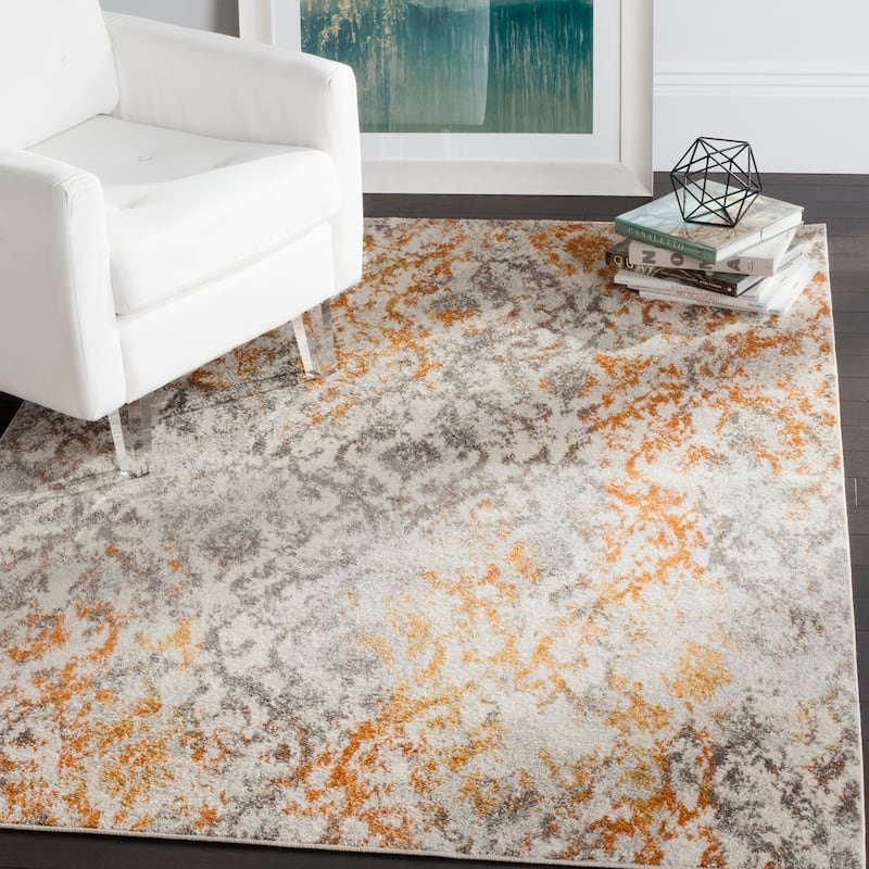 SAFAVIEH Madison Marceline Distressed Vintage Boho Rug - 5' 1" x 7' 6" - Cream/Orange - Runner/Rectangle