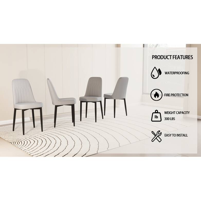 Dining Chairs Set of 4, Faux Leather Upholstered Dining Chairs with Metal Legs for Kitchen/Living Room/Restaurant