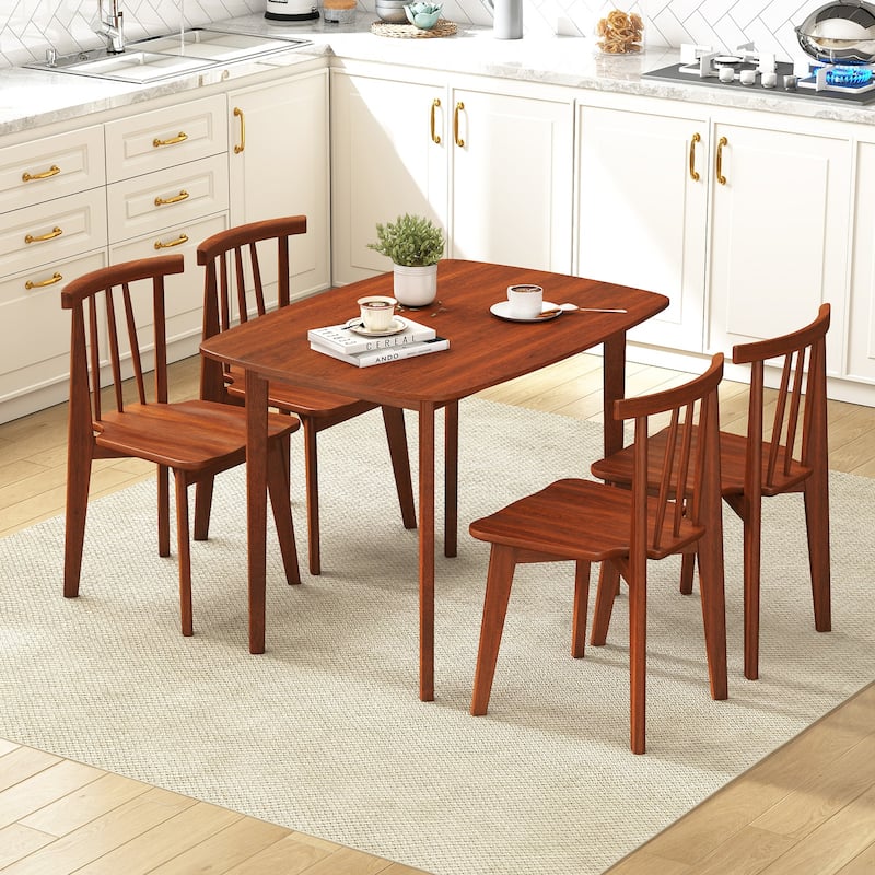 43" Rectangular Walnut Dining Table with Rubber Wood Legs Ideal for Dining or Workspace - 43" x 31" x 30"
