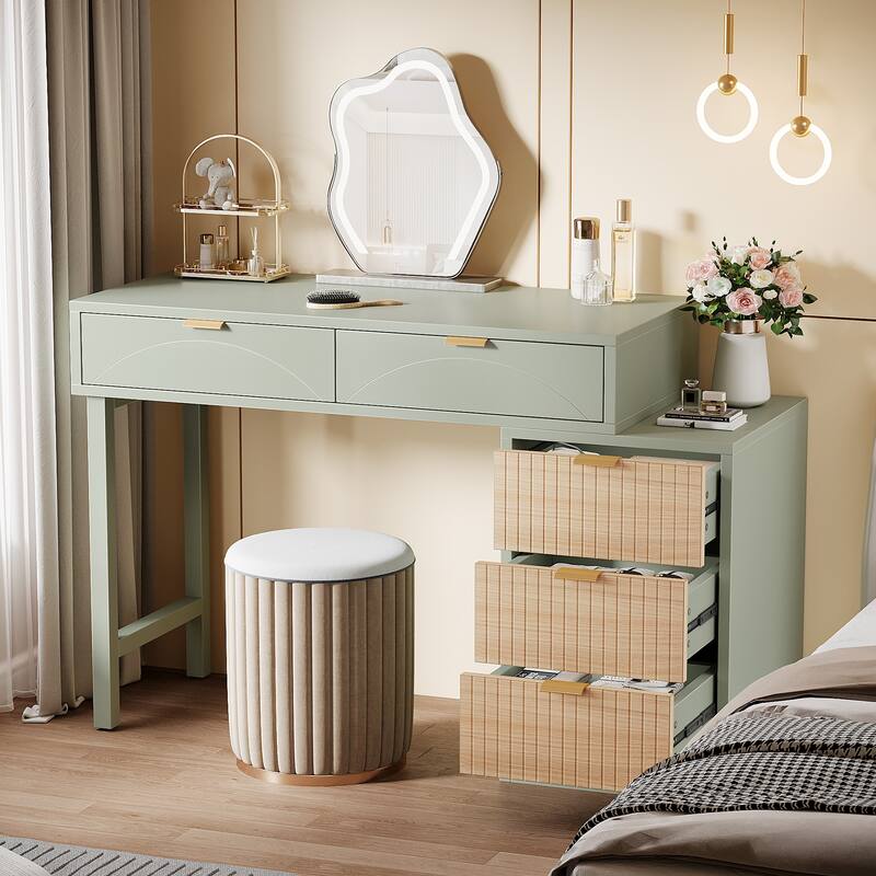 51-Inch Modern Makeup Vanity Desk with Reversible Drawer Cabinet