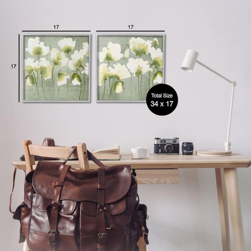 Stupell Charming White Blooms Framed Giclee Art Design By Vanessa Austin (Set of 2)