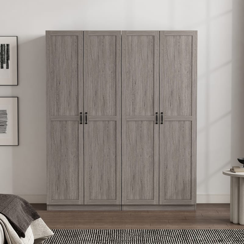 Manhattan Comfort Cornelia Modern Adjustable Shelf Storage Closet 2.0 - Grey Set of 2