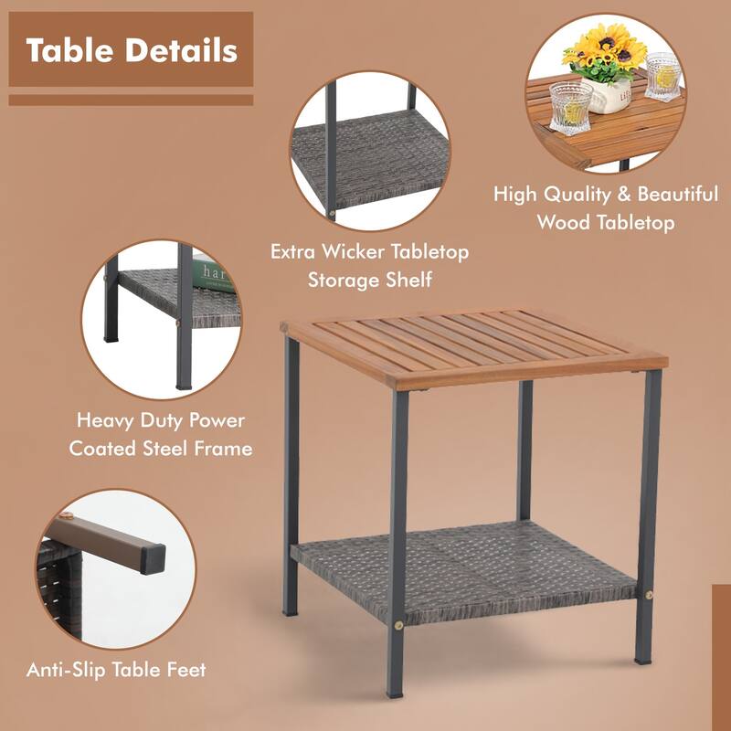 3 Piece Rocking Chair Patio Bistro Set Balcony Chairs Conversation Sets With Coffee Table & Cushions