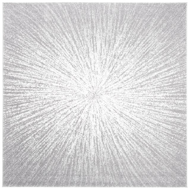 SAFAVIEH Evoke Juli Abstract Boho Burst Rug - 6'7" x 6'7" Square - Dark Grey/Ivory