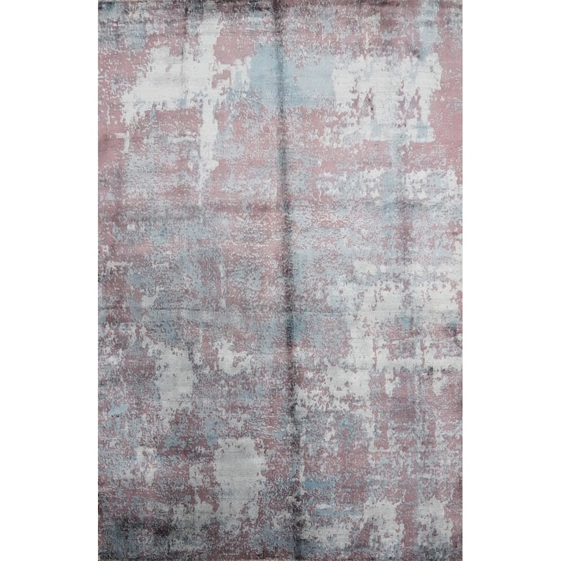 Hand Knotted Oriental Viscose Silk Carpet Modern Abstract Multi-Colored Abstract Area Rug - 7' 7'' X 5' 9''