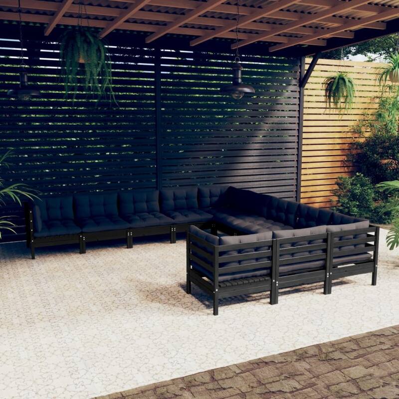 vidaXL 12 Piece Patio Lounge Set with Cushions multi colors Pinewood