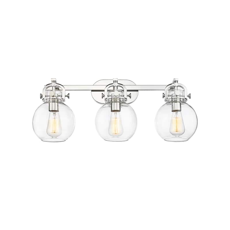 Innovations Lighting 410-3W-12-27 Newton Sphere Vanity Newton Sphere 3 - Polished Nickel / Clear