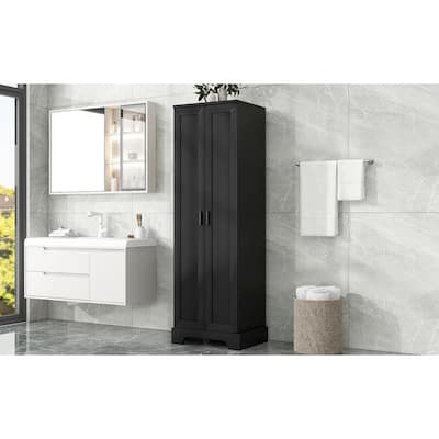 Storage Cabinet with Two Doors for Bathroom, Office, Adjustable Shelf, MDF Board