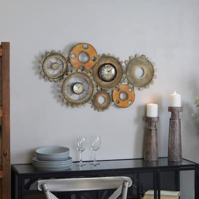 Brown Metal Gear Decorative Wall Clock