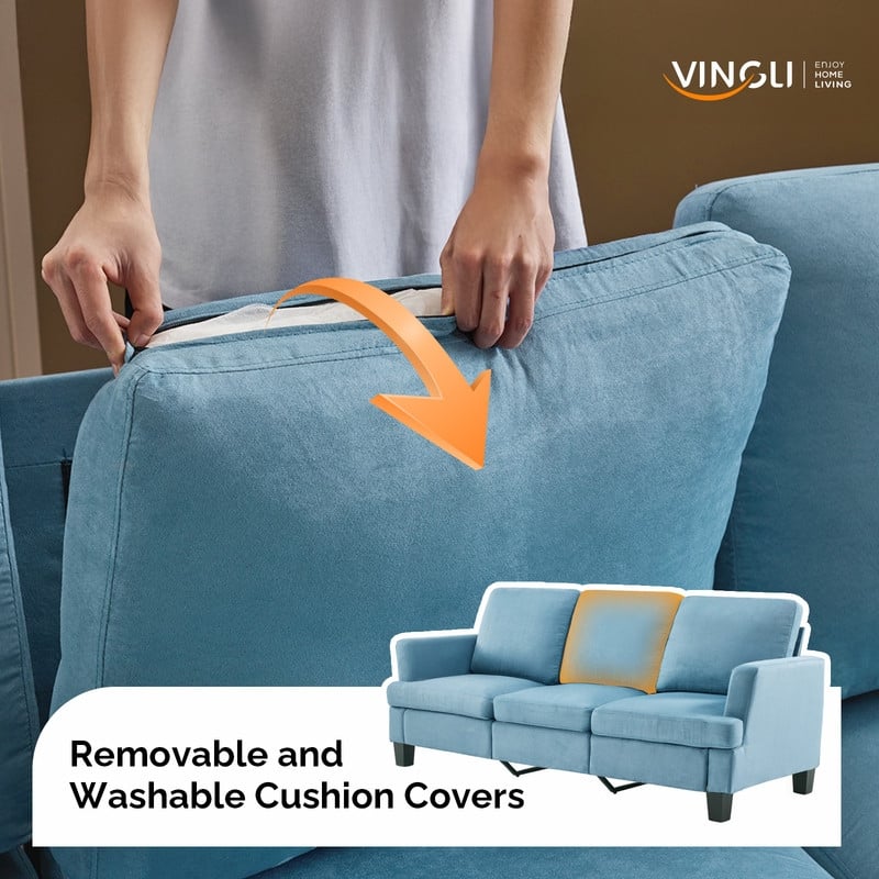 83.5" Upholstered Square Arm Suede Sofa