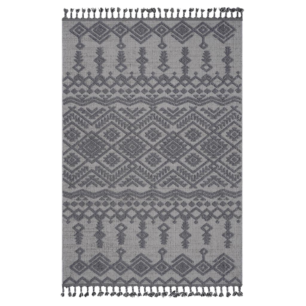 LOOM & LUXE Collection White/Gray/Traditional Indoor/Outdoor Area Rug