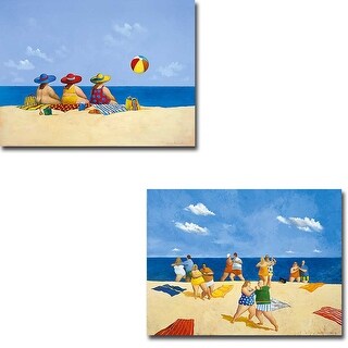 Shop Tango Beach Three Ladies Sunning By Paraskevas 2 Pc Gallery Wrapped Canvas Giclee Set 12 In X 16 In Each Canvas In Set Overstock 31709020