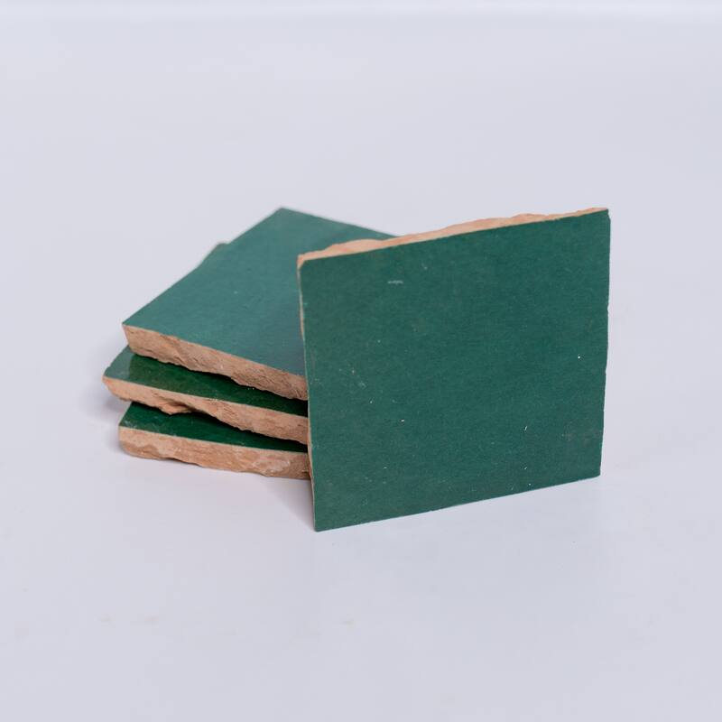 Handmade 4x4-in Moroccan Mosaic Solid Color Dark Green