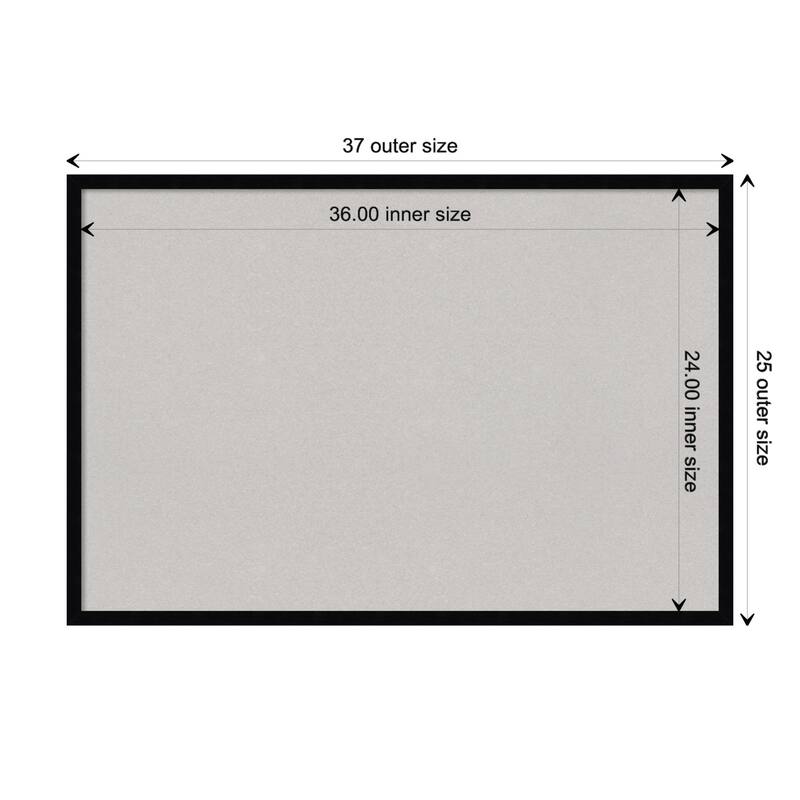 Svelte Wood Framed Grey Corkboard Bulletin Board - Svelte Noir Black - Board Size 36x24