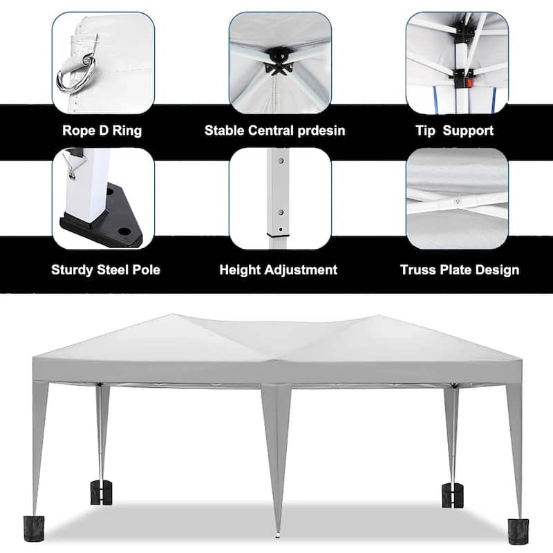 10'x20'Folding Canopy with 6 Removable Sidewalls Outdoor Event Shelter Gazebo Portable Tents for Parties Beach Camping
