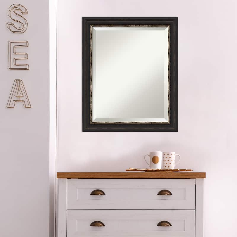 Beveled Bathroom Wall Mirror - Accent Bronze Narrow Frame