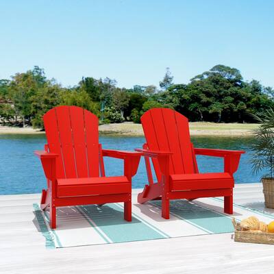 Polytrends Laguna Weather Resistant Outdoor Patio Folding Adirondack Chairs (Set of 2)