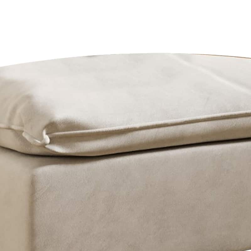 Reno Bill 44 Inch Ottoman, Boxy Frame, Duck Feather Pillow, Light Gray