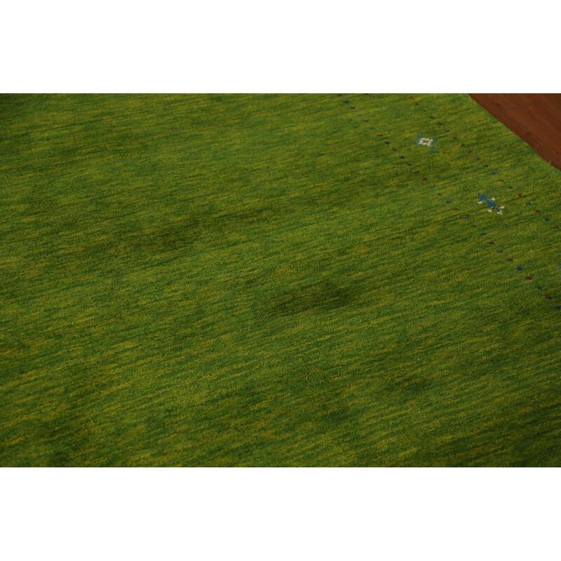 Green Gabbeh Area Rug Hand-Knotted Wool Carpet - 5'3" x 7'7"