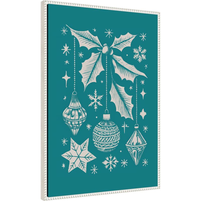 Bells and Baubles: Holiday Ornament Poster by Casa Cartissi (23 x 33 in.), Framed Canvas Wall Art Print - Sylvie Beaded White