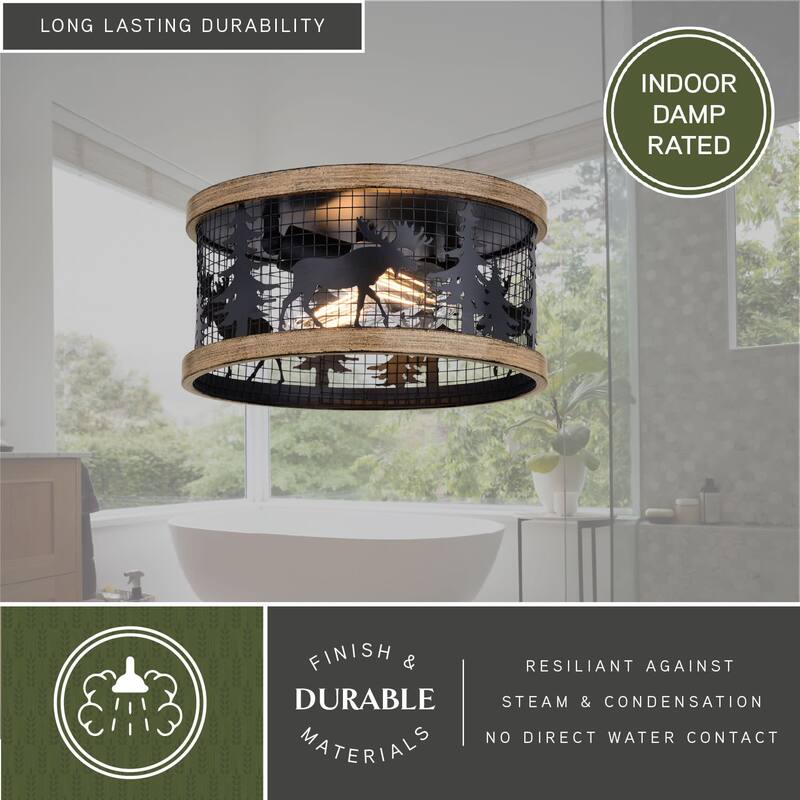 Vaxcel Lighting C0307 2 Light 12" Wide Flush Mount Drum Ceiling