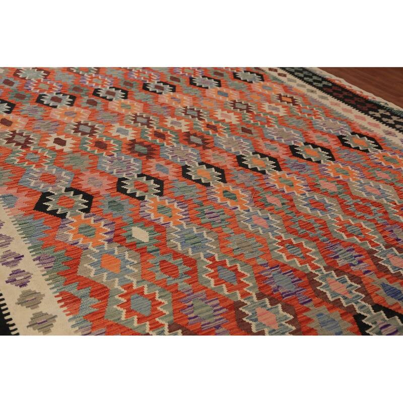 Southwestern Kilim Oriental Large Rug Hand-Woven Wool Carpet - 10'5"x 15'9"