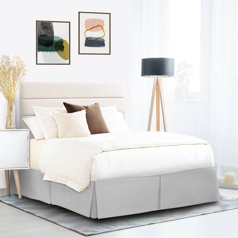 Clara Clark Pleated Bed Skirt-14 inch Tailored Drop - Soft Double Brushed Premium Microfiber Ruffle Bed Skirt - Includes 8 Pins - Silver - Queen