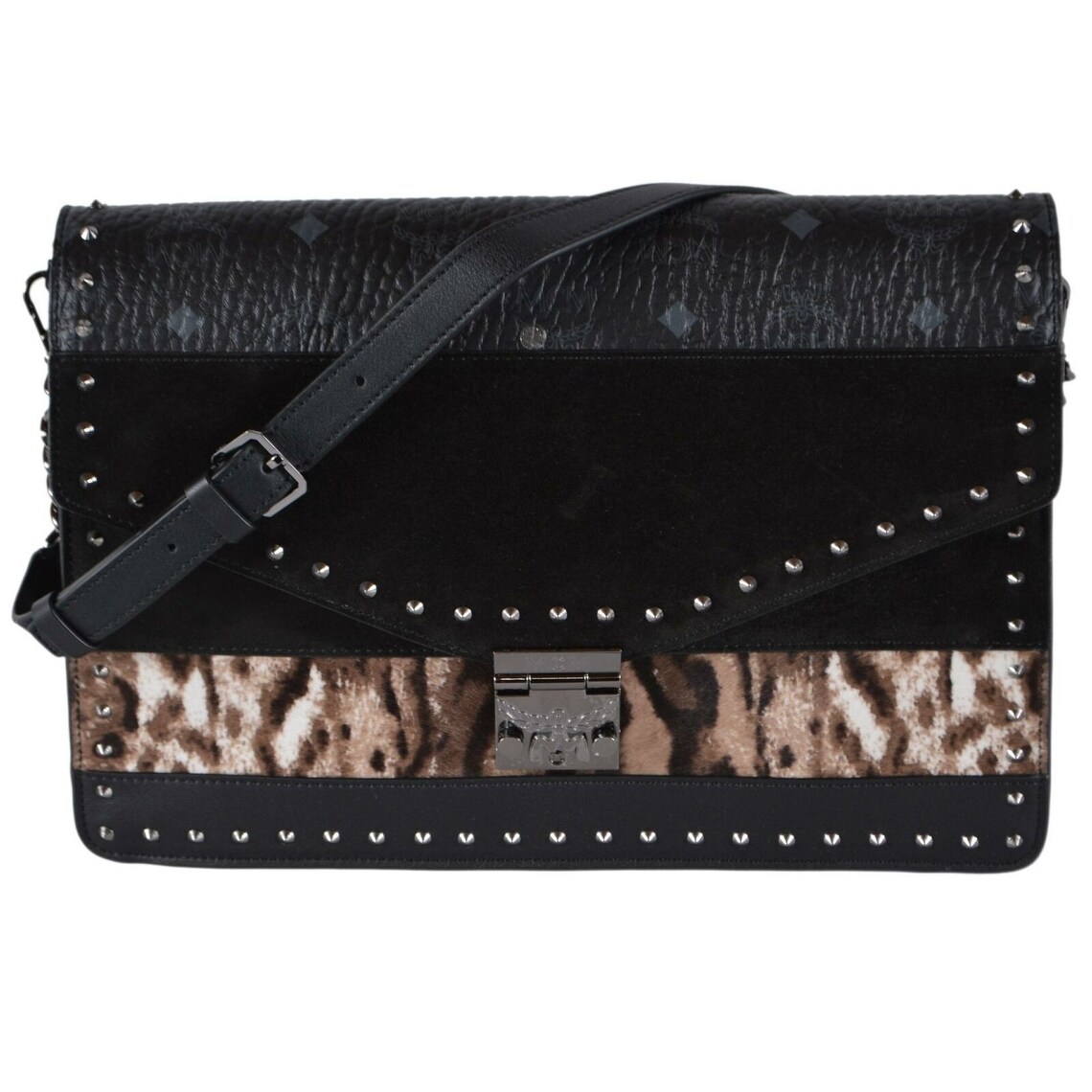 black and beige clutch bag