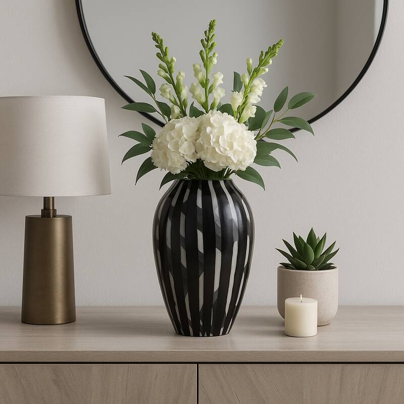 Glass Small Curved Tapered Decorative Vase - Black