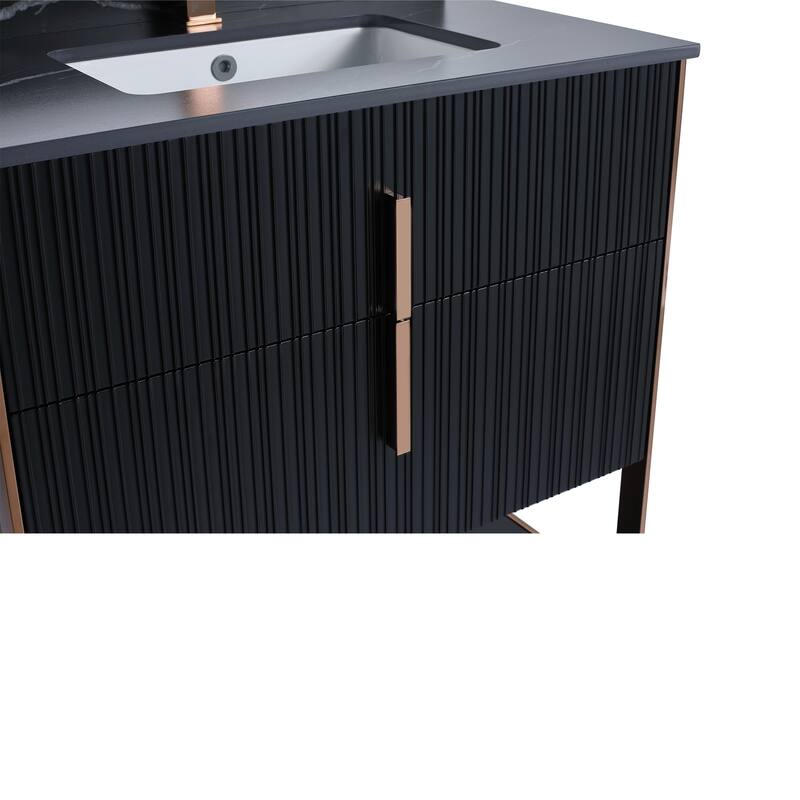 Fine Fixtures Serenity Modern Bathroom Vanity with Black Sintered Stone Top