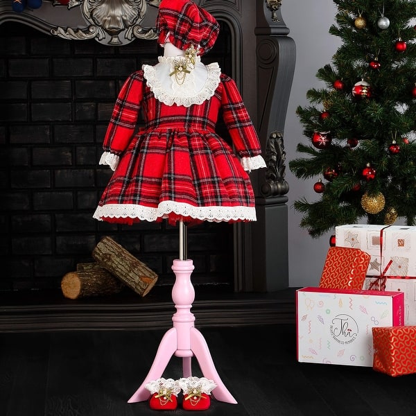 slide 2 of 11, Merry Christmas Dress Collection 3 Piece Festive Ensemble for Girls 0 - 3 Months - Red Plaid