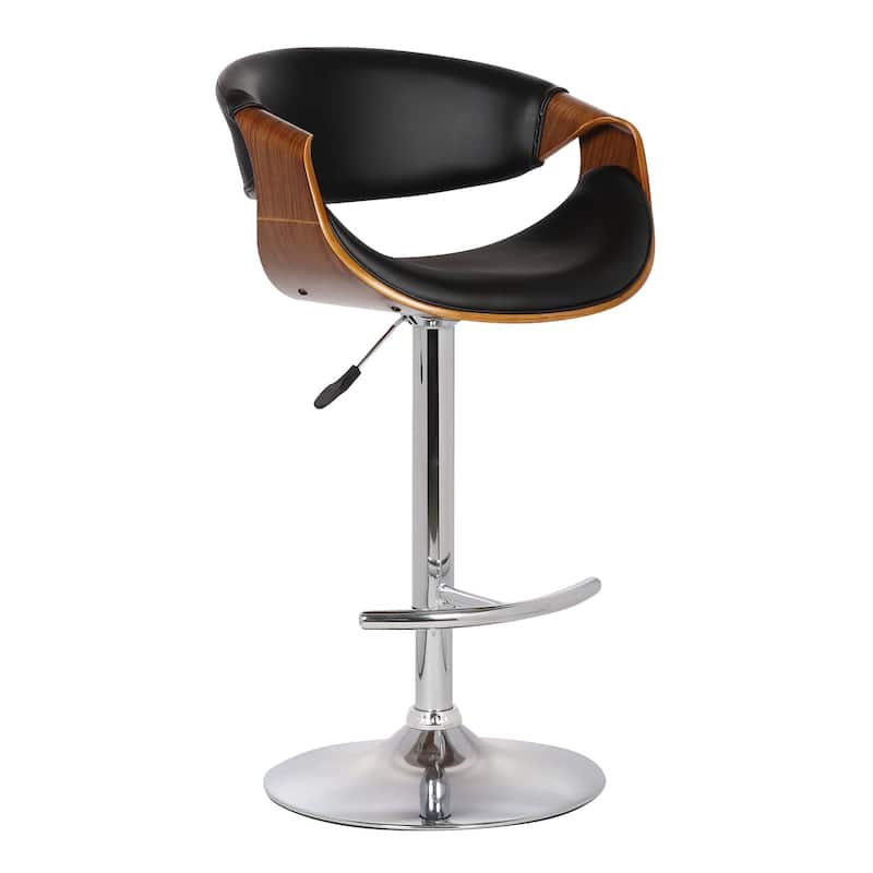 24" Faux Leather Upholstery Kitchen Bar Stool with Adjustable Height and Swivel Seat Chrome Finish - 43”H x 21”W x 21”D