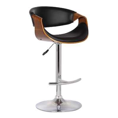 24" Faux Leather Upholstery Kitchen Bar Stool with Adjustable Height and Swivel Seat Chrome Finish - 43”H x 21”W x 21”D