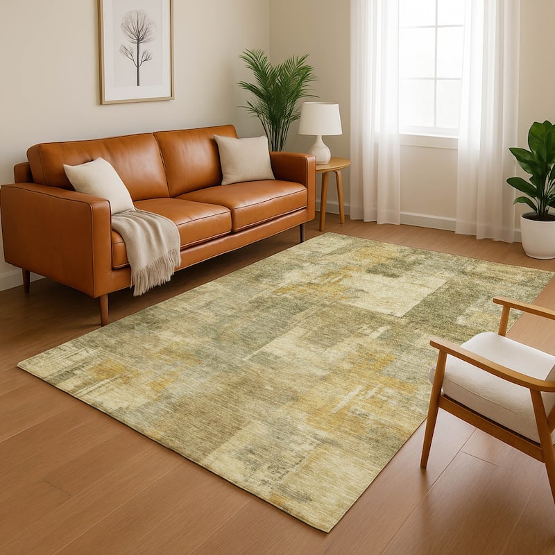 Premium Washable Super Soft Modern Prota Mayfield Rug - Khaki - 3' x 5'