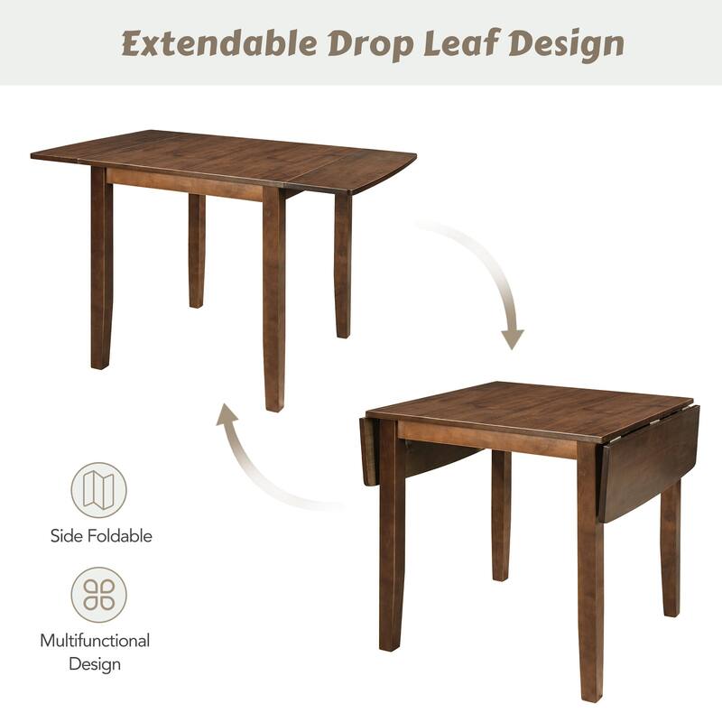 3-Piece Breakfast Nook Dining Table Set with Drop Leaf Table & 2 Chairs