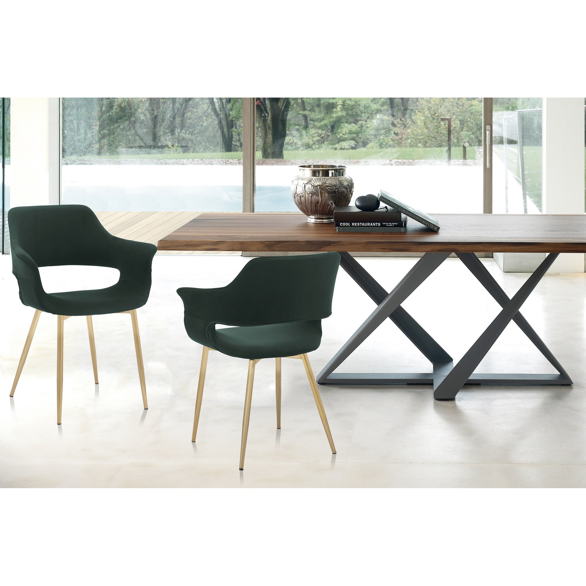 Gigi Modern Glam Velvet Dining Chairs with Gold Legs Set of 2