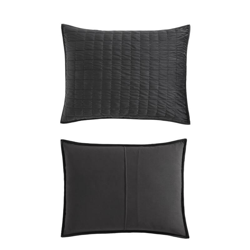 Vera Wang Diamond Velvet Black Reversible Quilt Set
