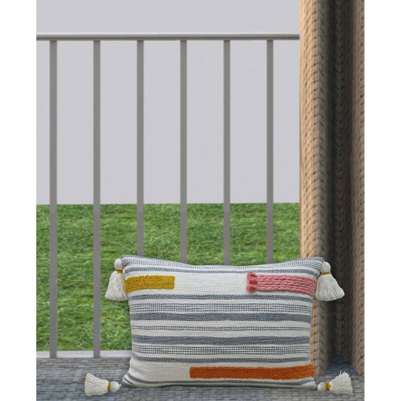 Linden Street Handwoven Embroidery Braid Decorative Pillow, 14''X20''