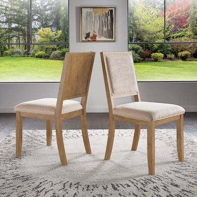 Harstad Wood Finish Cream Boucle Fabric Dining Chair (Set of 2) by iNSPIRE Q Modern