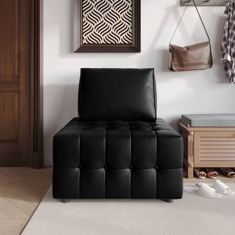 CraftPorch Elegance Button-Tufted PU Upholstered Chair