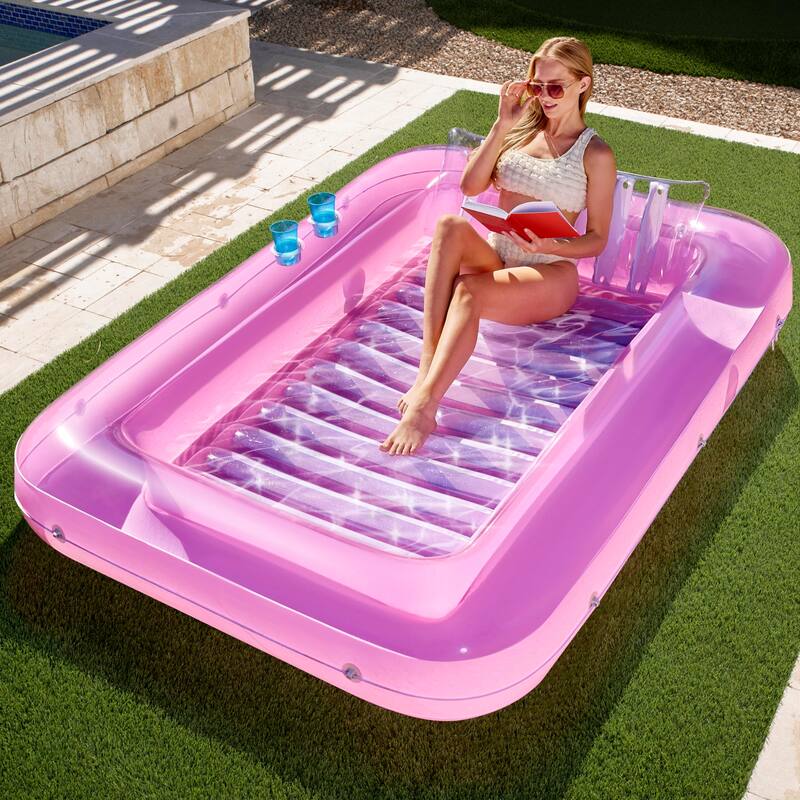 XL Inflatable Tanning Pool Lounge Float,85"x 57"Extra Large Sun Tan Tub Adult Pool Floats Raft for Pool Sunbathing Suntan Blow - White