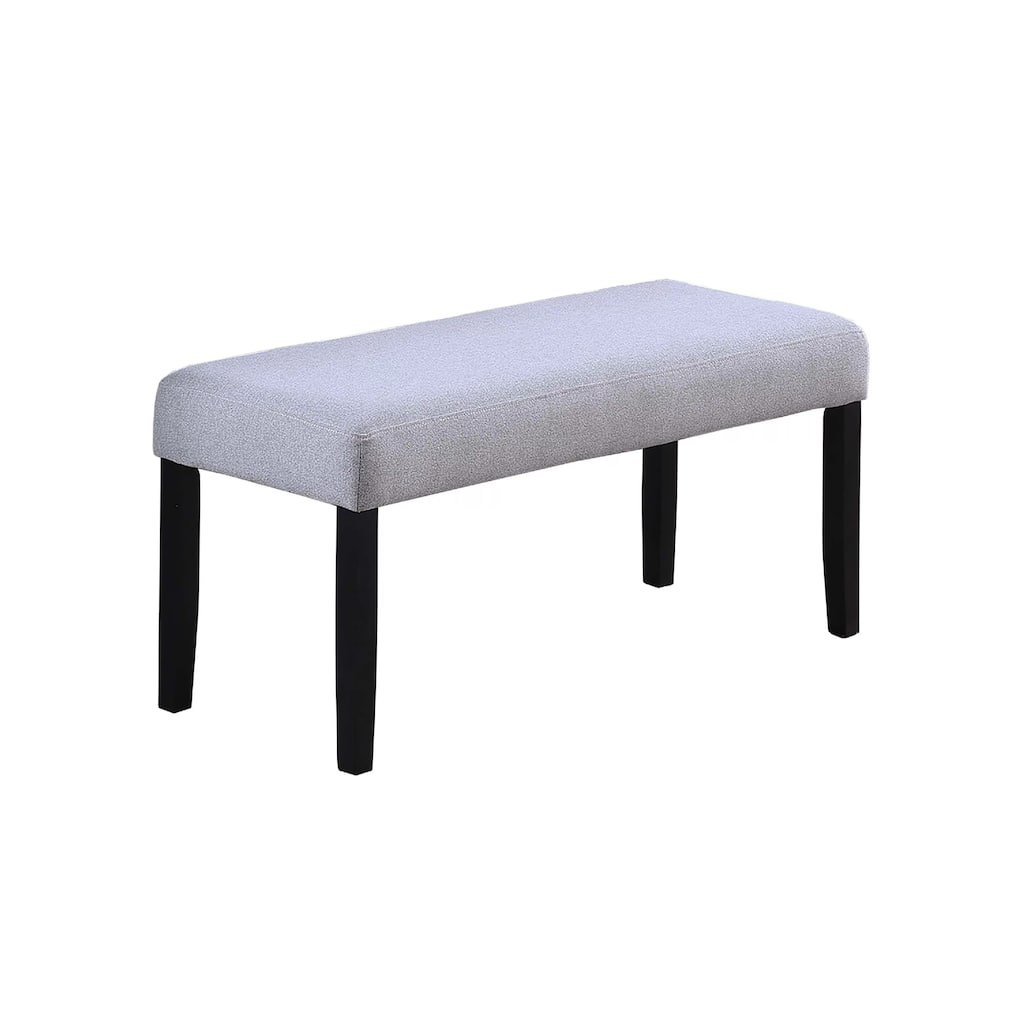 Arun Dining Bench, 41 Inch Charcoal Gray Fabric, Black Rubberwood